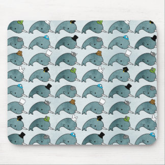 Kawaii Cartoon Grunge Narwhals with hats Mousepad