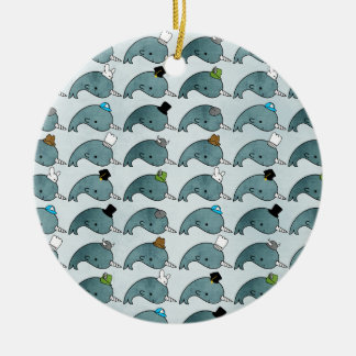 Kawaii Cartoon Grunge Narwhals with hats Ornament