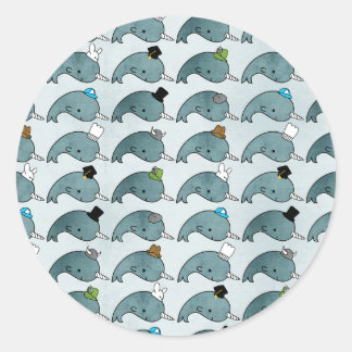 Kawaii Cartoon Grunge Narwhals with hats Sticker