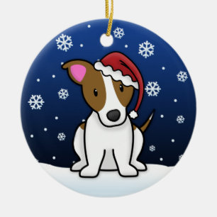 Kawaii Cartoon Jack Russell Terrier Christmas Ceramic Ornament
