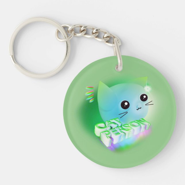 Kawaii Cartoon Kitten Keychain (Front)