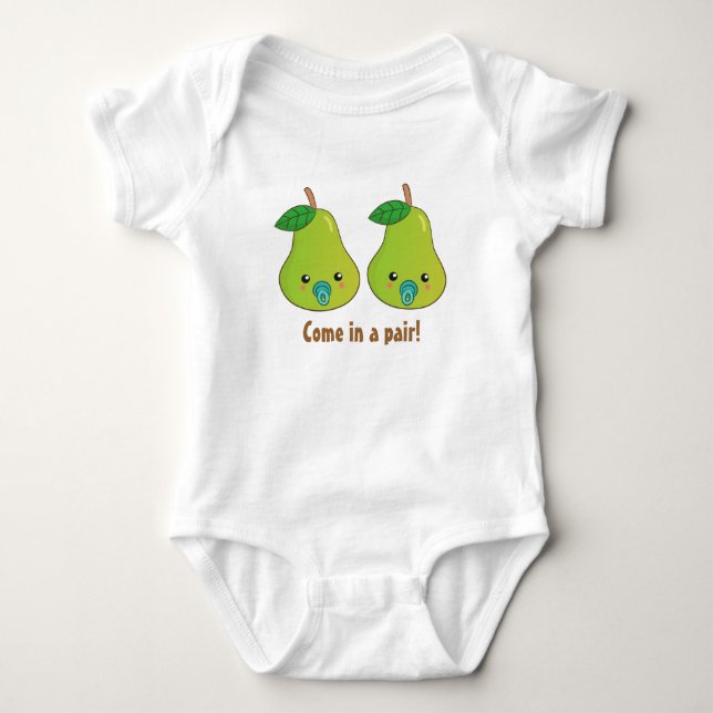 Kawaii cartoon of a pair of green pears baby bodysuit (Front)