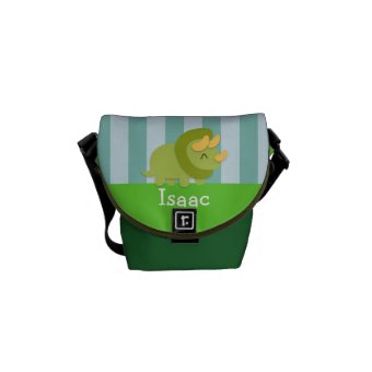 Kawaii cartoon of green and yellow Triceratops Messenger Bag | Zazzle