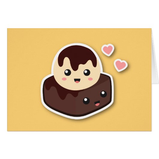 Kawaii Cartoon of Vanilla Ice Cream and Brownie (Front Horizontal)