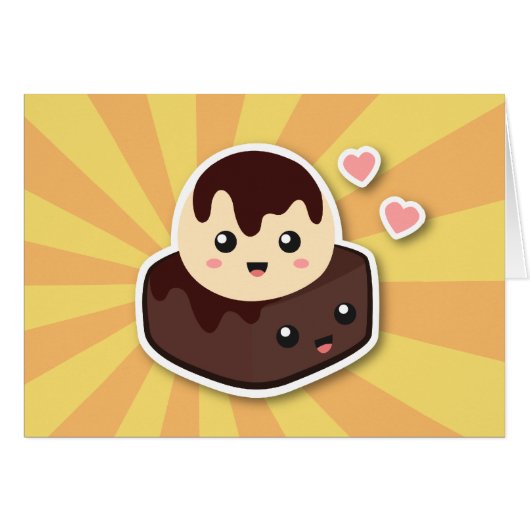 Kawaii Cartoon of Vanilla Ice Cream and Brownie (Front Horizontal)