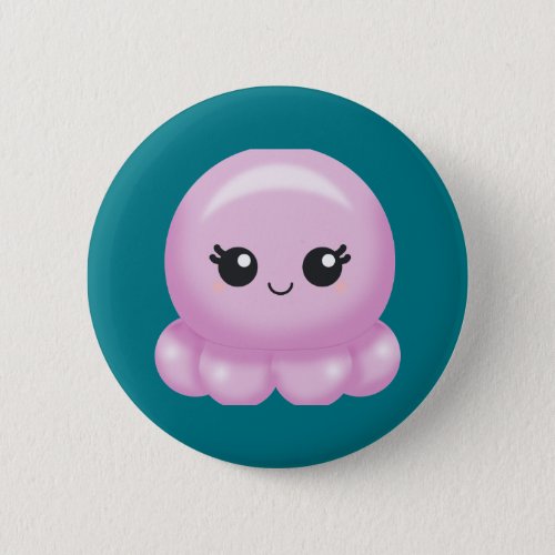 Kawaii Cartoon Pink Octopus Button