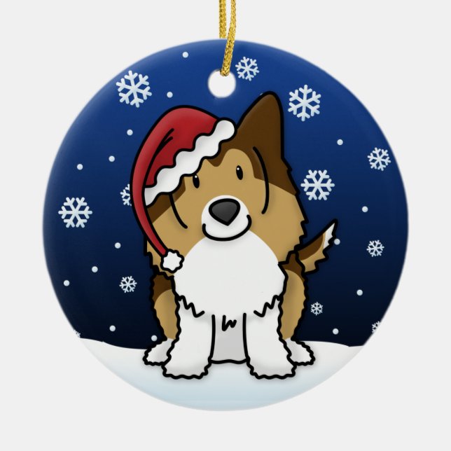 Kawaii Cartoon Sable Sheltie Christmas Ornament (Front)