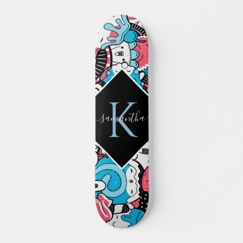 Kawaii Cartoon Style Dessert Name  Initial Kids Skateboard