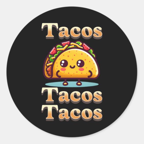 Kawaii Cartoon Tacos  Classic Round Sticker