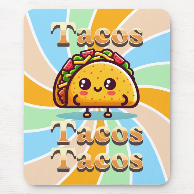 Kawaii Cartoon Tacos  Mouse Pad (Front)