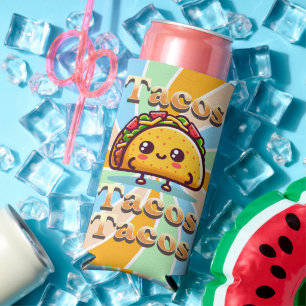 Kawaii Cartoon Tacos Seltzer Can Cooler