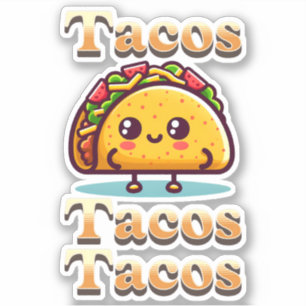 Kawaii Cartoon Tacos Sticker