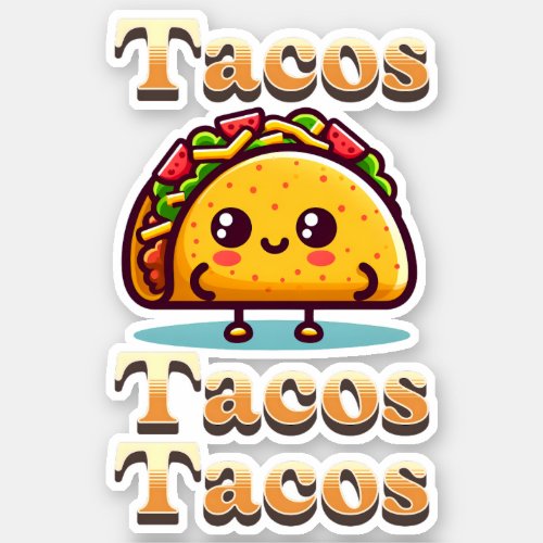 Kawaii Cartoon Tacos  Sticker