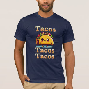 Kawaii Cartoon Tacos T-Shirt