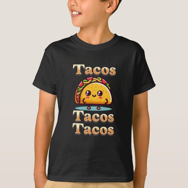 Kawaii Cartoon Tacos  T-Shirt (Front)