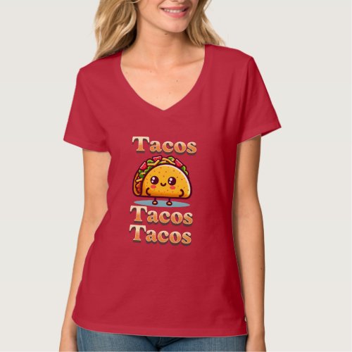 Kawaii Cartoon Tacos  T_Shirt