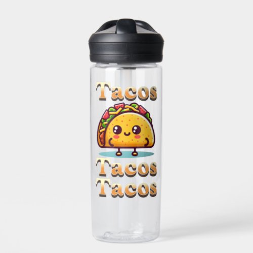 Kawaii Cartoon Tacos  Water Bottle