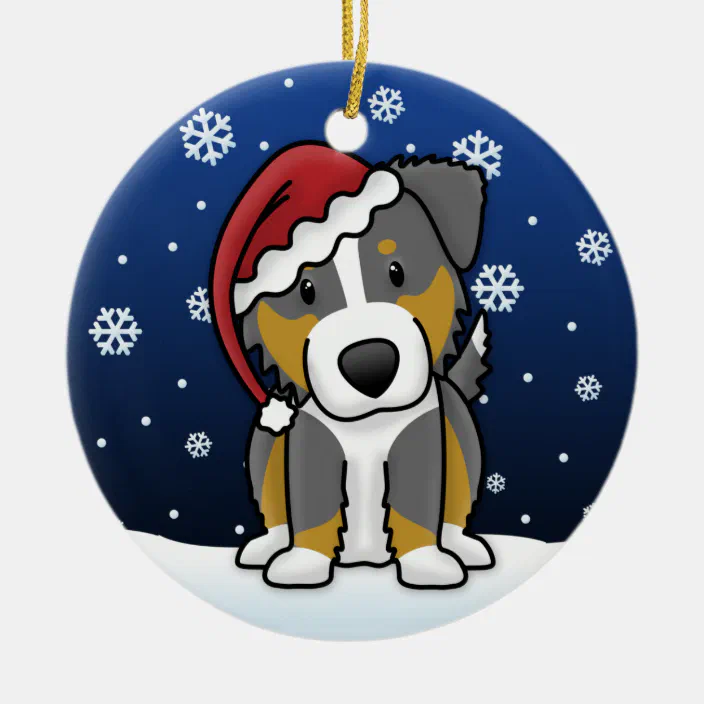 Australian Shepherd Christmas Ornament Teacup Tri-Color 