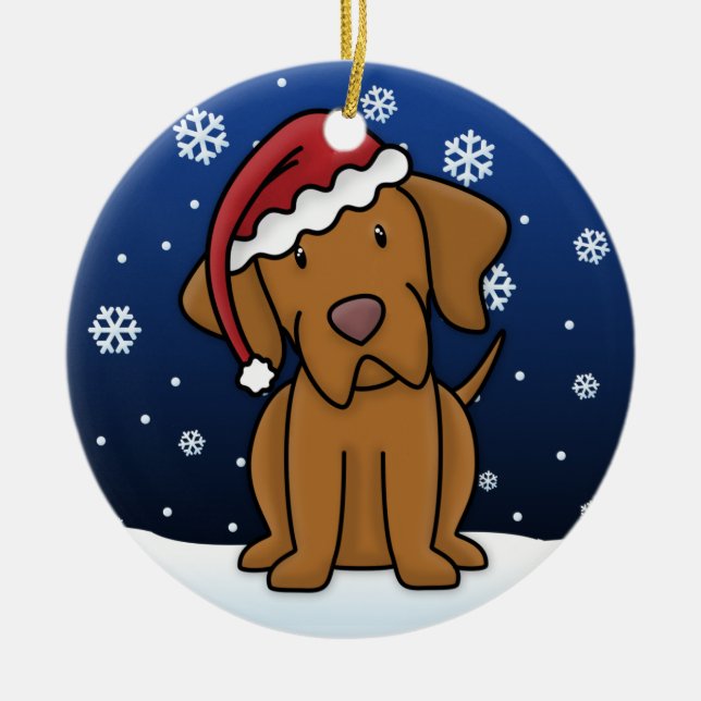Kawaii Cartoon Vizsla Christmas Ornament (Front)