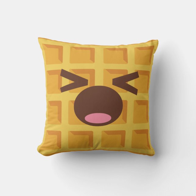 Kawaii Cartoon Waffle Sleeping Cute Breakfast Throw Pillow (Front)