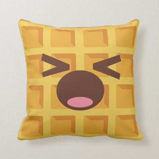Kawaii Cartoon Waffle Sleeping Cute Breakfast Throw Pillow