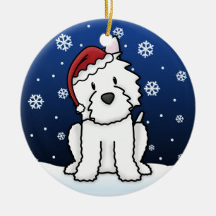 Kawaii Cartoon Westie Christmas Ornament