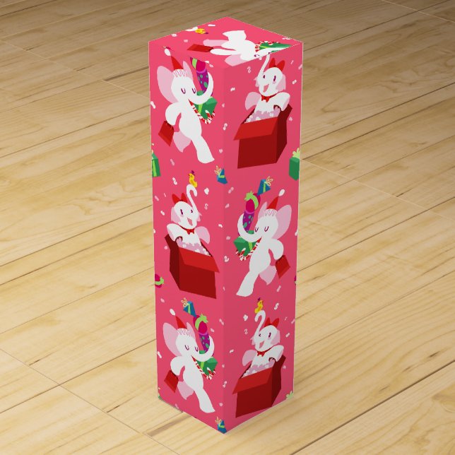 Kawaii Cartoon X-mas White Elephant Wine Box (Front)