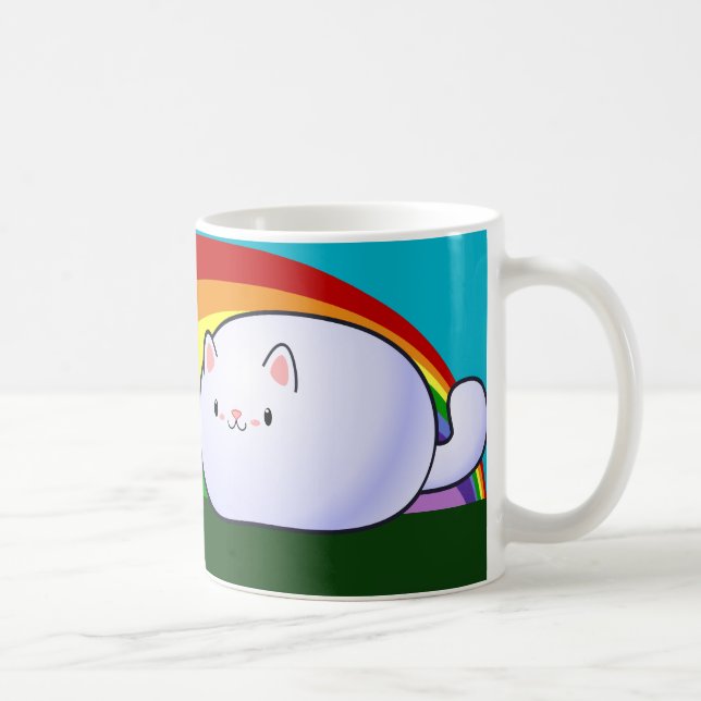 Kawaii Cat and Rainbow Coffee Mug (Right)