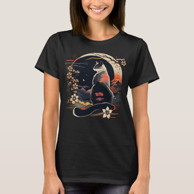 Kawaii Cat Anime Japanese Retro Men Women Kids Fun T-Shirt (Front)