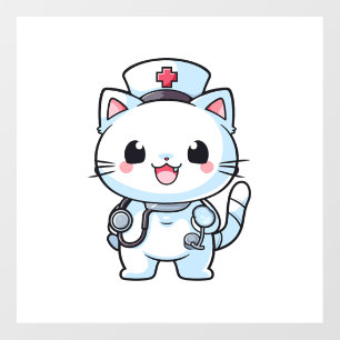 Kawaii Cat as a Nurse  Wall Decal