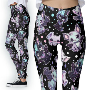 Kawaii Cat-Bat Pastel Goth Harajuku Style Leggings