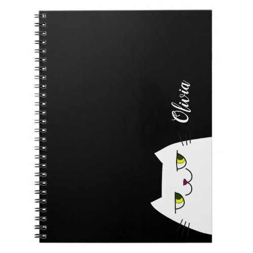 Kawaii Cat Black and White Notebook