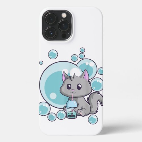 Kawaii Cat Bubble Tea Anime Funny Boba Tea Cats iPhone 13 Pro Max Case