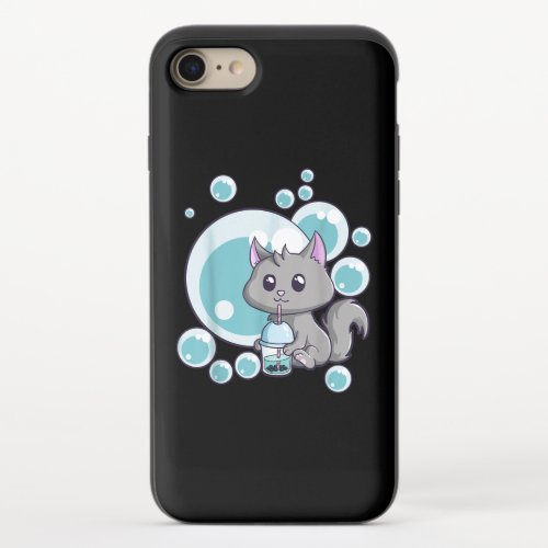 Kawaii Cat Bubble Tea Anime Funny Boba Tea Cats iPhone 87 Slider Case