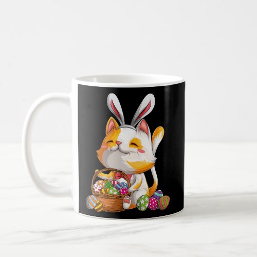 Kawaii Cat Bunny Happy Easter Day Egg Kitten Coffee Mug