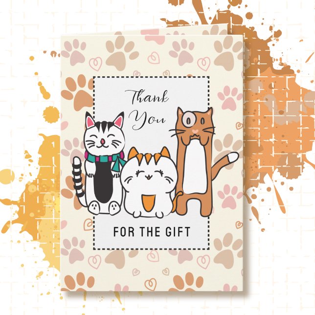 Kawaii Cat Cartoon Funny Saying Thank You Card (Creator Uploaded)