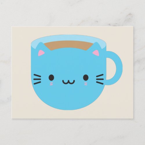 Kawaii Cat Cup of Tea Postcard
