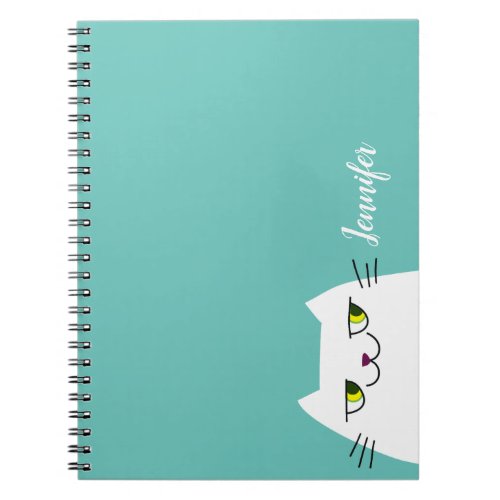 Kawaii Cat Cute Pastel Blue Notebook