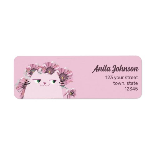 Kawaii Cat Cute Pink Return Address Label