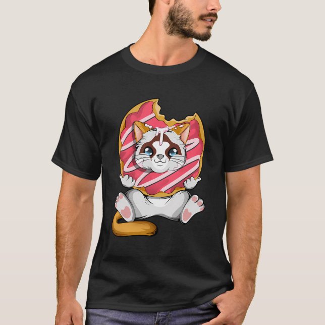 Kawaii Cat Donut Anime Lover Otaku Cute Cat Lover  T-Shirt (Front)