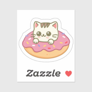 Kawaii Cat Donut Pink Kitty Lover Gift Sticker