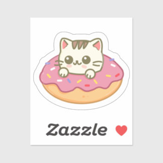 Kawaii Cat Donut Pink Kitty Lover Gift Sticker