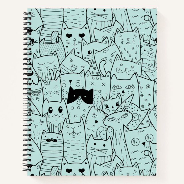 Kawaii Cat Doodles Pattern Notebook (Front)