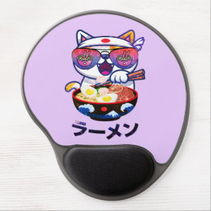 Kawaii Cat Eating Ramen – Cute Japanese Noodles Gel Mouse Pad