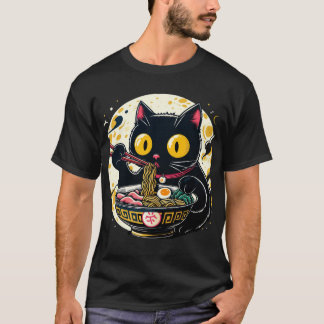 Kawaii Cat Eating Ramen Noodles Anime Gif Teens T-Shirt