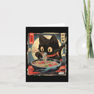 Kawaii Cat Eating Ramen Noodles Anime Gift Girls T Card