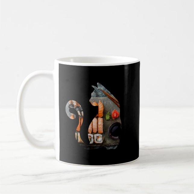 Kawaii Cat Eating Ramen Noodles Japanese Food Anim Coffee Mug (Left)