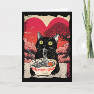 Kawaii Cat Eating Ramen Noodles Ramen Is My Valent Card