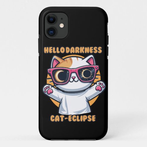 Kawaii Cat Eclipse Hello Darkness iPhone 11 Case