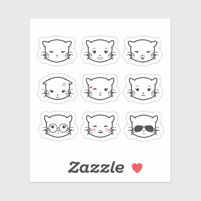 Kawaii Cat Emoji 2 Sticker (Sheet)